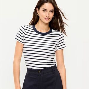 Old Navy Striped Navy & White Crewneck Tee